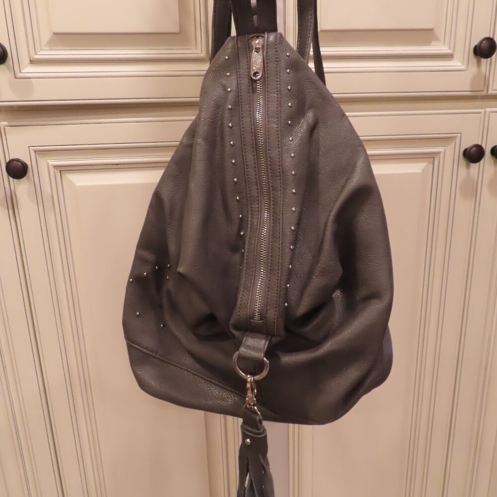 URBAN ORGINIALS Studded Tassel Gray Backpack Purse adjustable shoulder or xbody